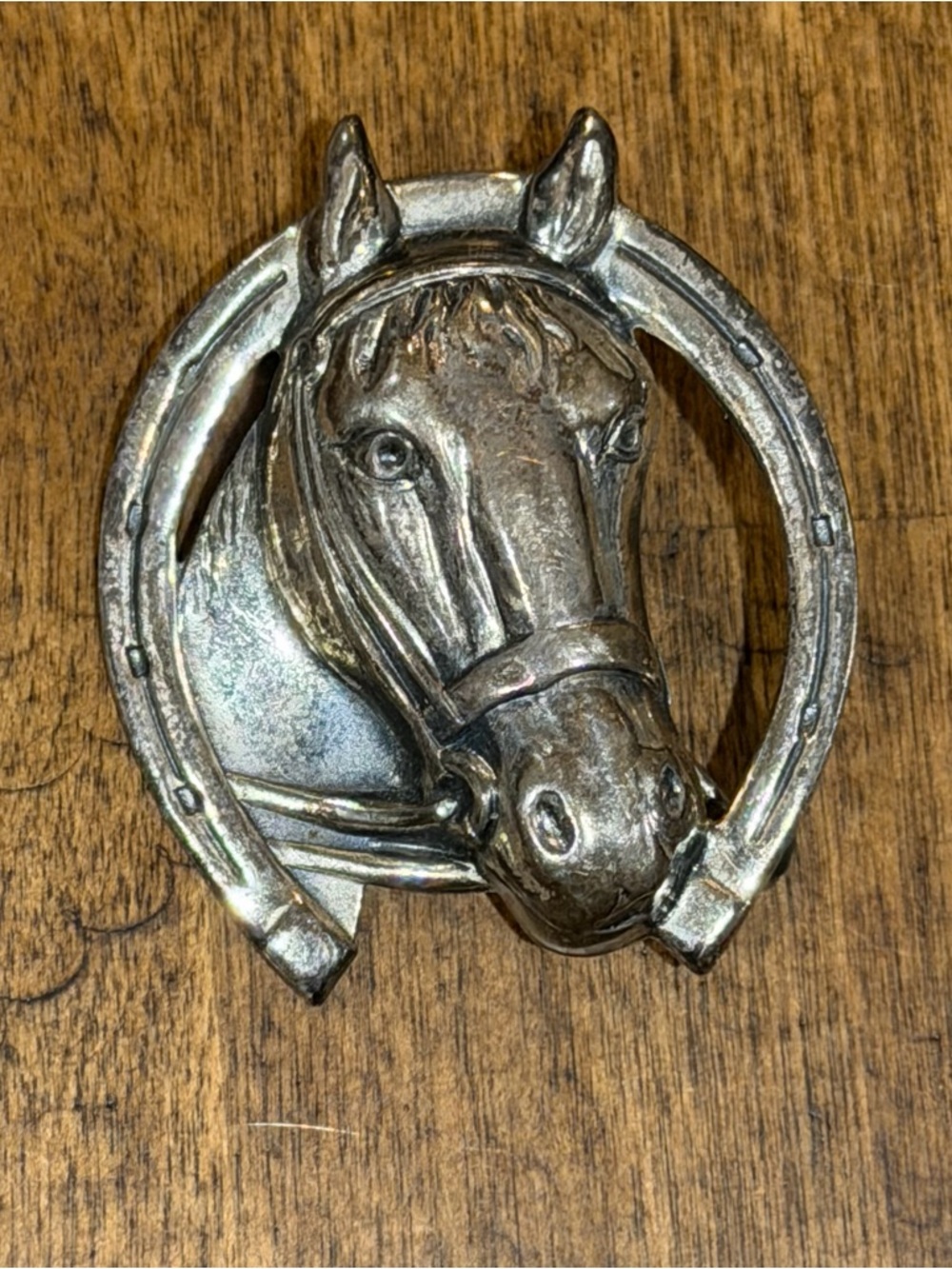 Vintage Danecraft 925 Sterling Silver Equestrian Horseshoe Horse Head Brooch Pin